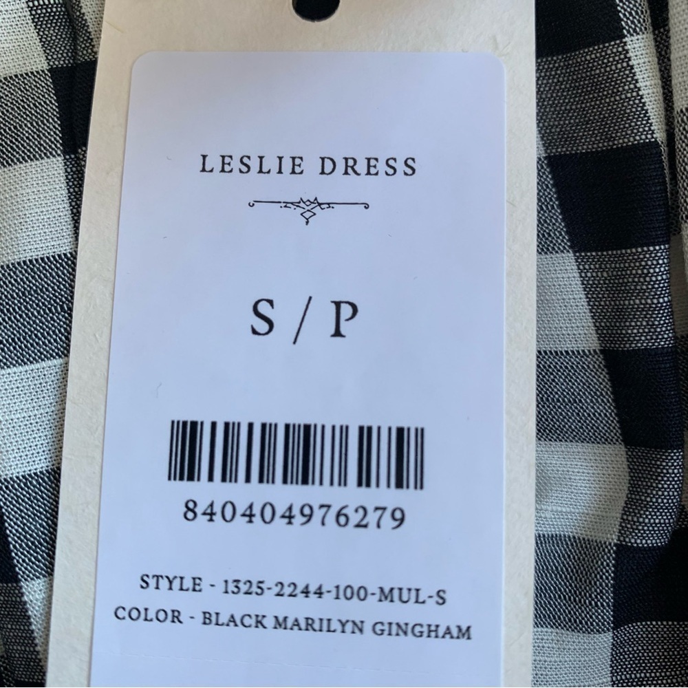 NWT Doen Leslie Linen Tie Strap A Line Midi Dress Marilyn Gingham Black White - Picture 11 of 15